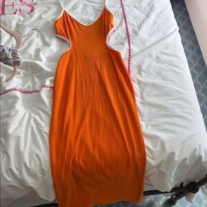 Reformation Bright Orange Backless Dress